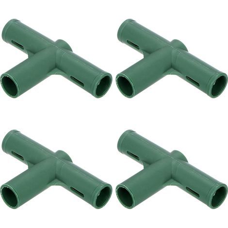 M METERXITY – Lot de 4 connecteurs pour structure de serre (19 mm), raccords de tuyauterie plats à 3 voies pour treillages de vigne, abris pare-soleil et tuteurs de jardin – Accessoires pour serre [Ve (1/5)
