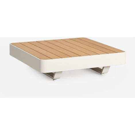 SKLUM Quadratischer Couchtisch 90x90 cm aus Aluminium und Teakholz Yarilo Natürliches Holz