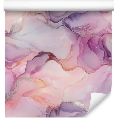 Papel pintado en tonos morado tinta, coral y rosa empolvado para salón y dormitorio, 50x1000 mm. (1/5)