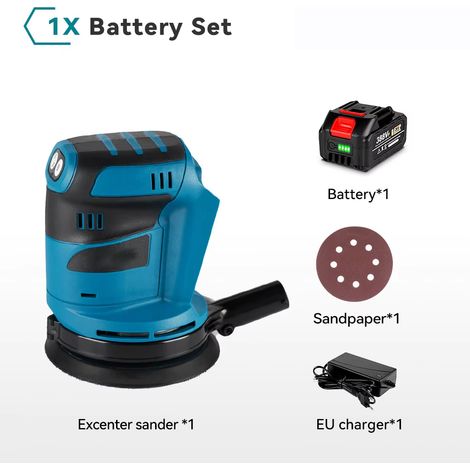 Ponceuse orbitale électrique 125MM meulage sans fil ponçage Machine de polissage outil électrique pour le travail du bois pour broche de batterie Makita-1 Battery (1/5)