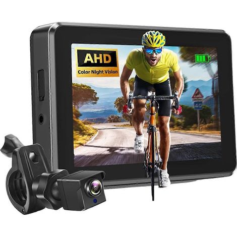 Telecamera di retromarcia per bicicletta 1080P con schermo da 4,3 pollici, specchietto retrovisore per bicicletta elettrica con visione notturna, supporto (1/5)