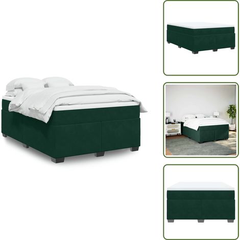 The Living Store Boxspringbett mit Matratze Dunkelgrün 160x200 cm Samt - Samtbett - Boxspringbett - Doppelbett - Bettauflage - Matratze (1/5)