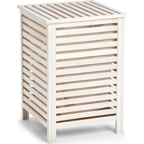 Panier à linge en bois, coffre, couleur blanc, ZELLER (1/5)
