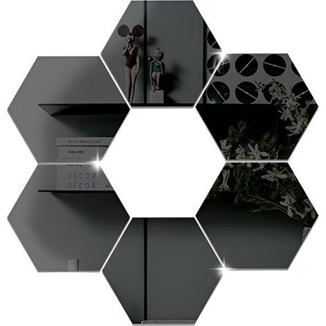 Miroir Hexagonal Mural Autocollant en PapierJINFGERNEDécoration Élégante, Imperméable, Application Facile, Disponible en Argent, Or et Arc-en-Ciel, Idéal pour Toutes les Pièces