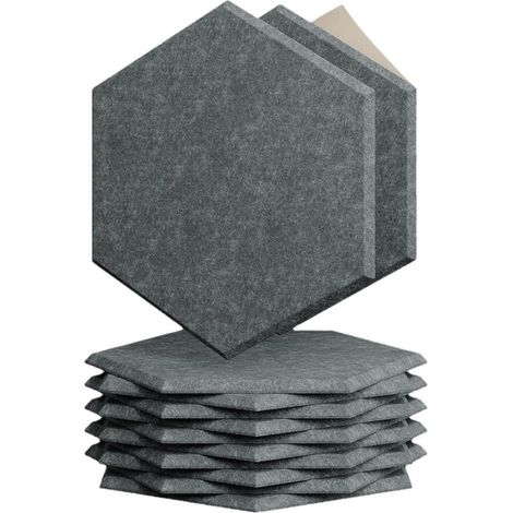 de panneaux d'isolation acoustique hexagonaux autocollants insonorisants en cm 12 pièces 2630150 9 fibre polyester gris foncé (1/5)