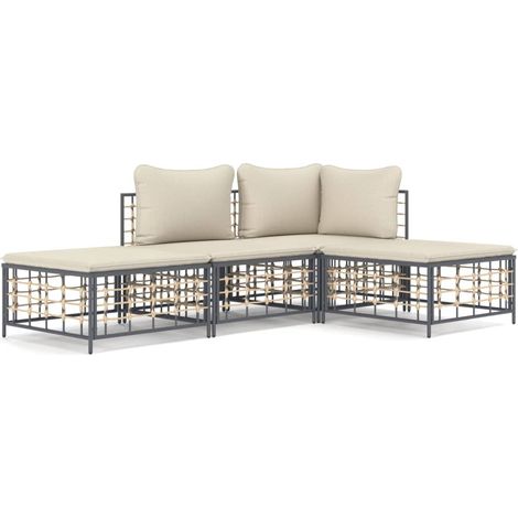 Maison Exclusive - 4-tlg. Garten-Lounge-Set mit Kissen Anthrazit (1/5)