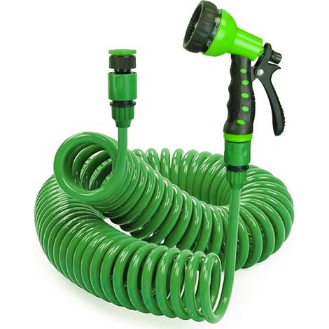 Tuyau d'arrosage extensible en spirale flexible EVA de avec adaptateur 3 et 4" 1 2" pistolet pulvérisateur multifonction 15 m (1/5)