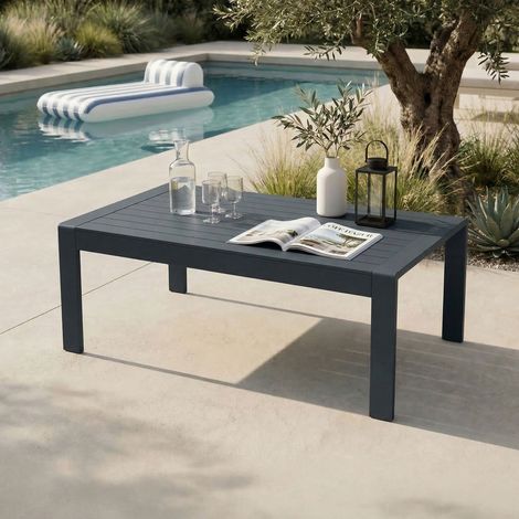 Table basse de jardin 96x60x41 cm en aluminium anthracite