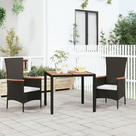 Table de jardin plateau,Table meuble de Balcon,Table d'extérieur en bois Noir Résine tressée bois massif -76194 (1/5)