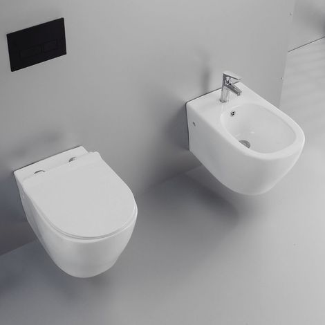 Ogomondo coppia sanitari fun sospesi vaso bidet sedile frizionato fissaggi (1/5)