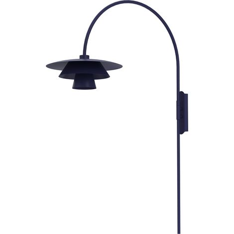 Applique décorative murale bleu marine triple abat-jour E27 15W Plato