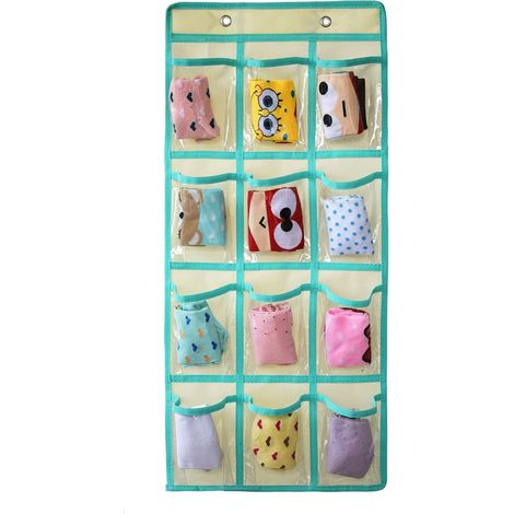 Organiseur Bijoux Suspension - 60.5 x 30.5 cm - Double Face - 12 Pochettes Transparentes - Pour Armoire Porte ou Mur - 1 Pièce (1/5)