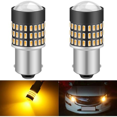 1156 BA15S 7506 1073 1095 1141 Ampoule LED 900 Lumens 3014 78SMD Lentille LED Ampoules pour feu Stop Clignotant Feu arrière Feu de recul, Orange (Paquet de 2) (1/5)