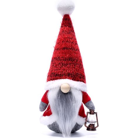 Gnome - Ornament Noël En Tissu Non Tissé - Décoration Fenêtre Bureau Cheminée - 33 x 15 x 7 cm - Rouge - 1 Pièce (1/5)