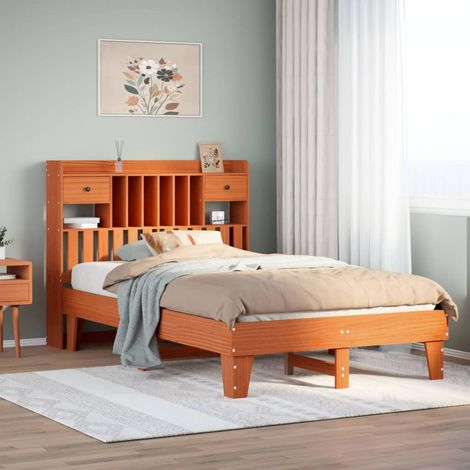 Estructura de cama sin colchón madera maciza marrón 135x190 cm vidaXL (1/5)