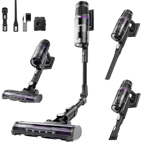 Aspirateur Balai sans Fil Anti-allergène 38000 Pa, 4 en 1 Aspirateur sans Fil Autonomie 60 Minutes, Recharge Murale, Aspirateur à Main Léger pour Poils Cheveux Détection de Déchet (1/5)