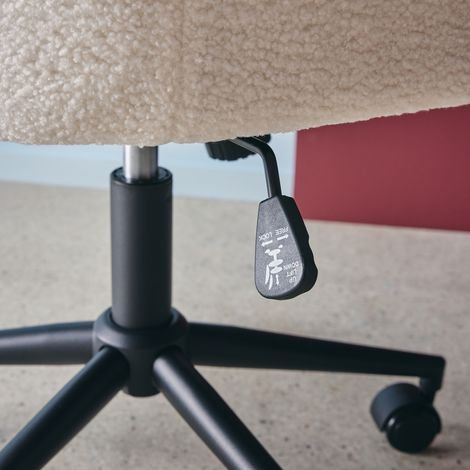 Chaise de bureau à roulettes ajustable métal et bouclette blanche - L 57 x P 57 x H 85/94.5cm - Stan (1/5)