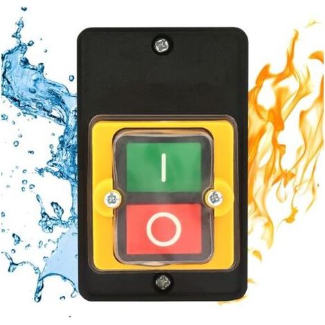 Commutateur à Bouton Poussoir, Interrupteur de Commande de Puissance Étanche Monophasé/Triphasé AC220V / 380V 10A Avec Coquillage, Bouton de Commande Marche/Arrêt pour Machine-Outil -INHHUB (1/5)