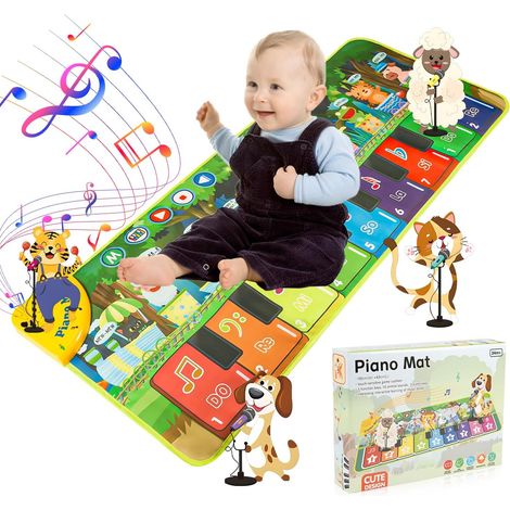 Jouet Bebe 1 an Tapis de Piano Musical pour Bébé avec 10 Animaux 19 Chansons et 9 Touches de Piano Educatif Sensoriel Cadeau Bebe pour Garçons Filles (1/5)
