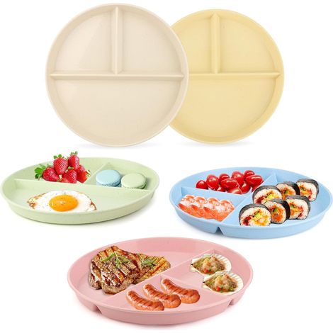 Unterteilter Teller – 5er-Set – PP-Kunststoff – Mikrowellen- und spülmaschinengeeignet – Für Erwachsene und Kinder – 25 cm (1/5)