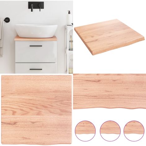 Waschtischplatte Hellbraun 40x40x2 cm Massivholz Behandelt - Eichenholz Waschtischplatte - Holz Waschtisch (1/5)