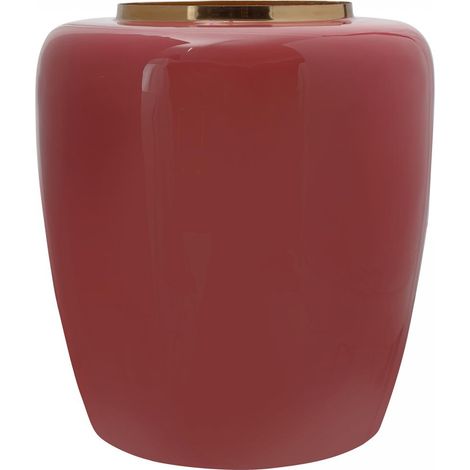 Vase fait à la main en fer OBLA 34x34 corail et or