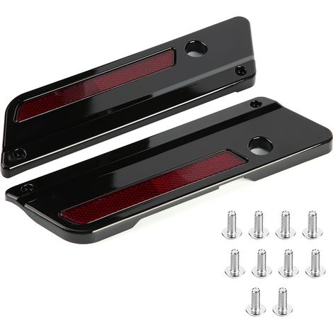 2-teilige Satteltaschen-Schlossabdeckungen mit Reflektoren für Glide Touring 94-17, Schwarz (1/5)