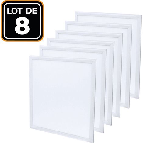 Europalamp – Pack de 8 dalles LED 600x600mm 40W – Blanc froid 6000K – Diffuseur anti-éblouissement – Flux lumineux 3600 lm – IP20 (1/5)