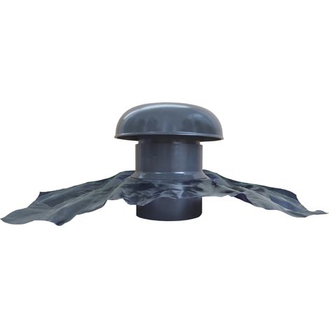 Chapeau de ventilation avec bande plomb Ø125mm - Gris ardoise - First Plast (1/2)