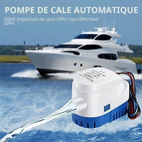 Pompe de Cale Automatique, 12V 1100GPH Pompes de Cale Automatique avec interrupteur à flotteur, Pompe Submersible électrique pour Petite Bateaux, Piscines, étangs (1/3)