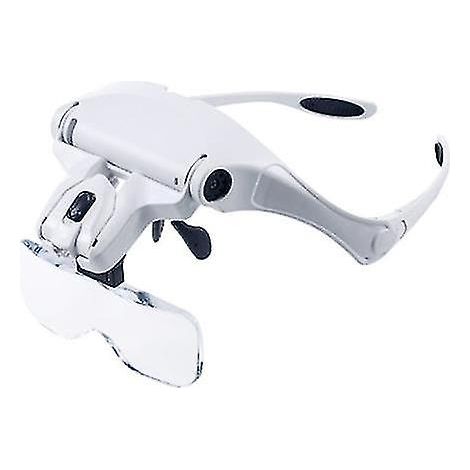 Magnifying Glasses With Hands-free Light Lupen Headband With 2 Led Lights For Leisure Reading 5 Interchangeable Lenses (1.0x To 3.5x) (1/5)