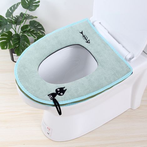 Housse de siège de toilette portable chaton vert coussin de siège de toilette lavable housse de siège de toilette coussin housse de toilette (1/5)