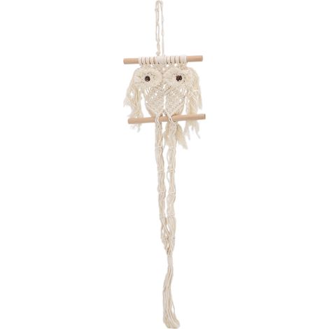 Tenture murale en coton macramé bohème, décoration tissée pour salon, chambre d'enfant ou bureau, couleur beige (1/5)