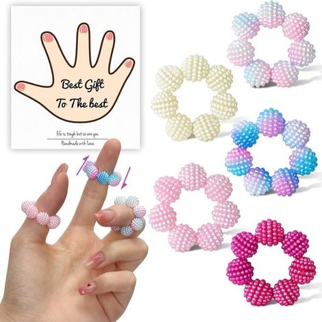 5 anillos de cuentas espinosas multicolores de colores vivos: anillos de acupresión y terapia sensorial para un alivio instantáneo del estrés (1/5)
