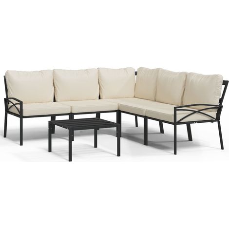 Maison Exclusive - Salon de jardin 6 pcs avec coussins sable acier (1/5)
