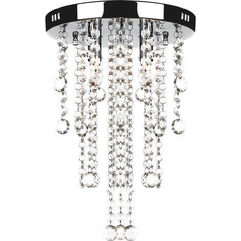 Plafonnier avec perles de cristal Blanc Métal (1/5)