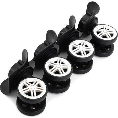 Set of 4 universal replacement suitcase wheels, black swivel wheels for travel boxes, suitcase accessory (12 × 5.5 cm) (1/4)
