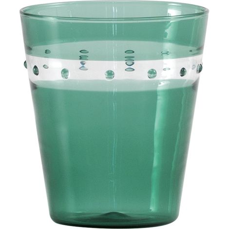 Zafferano Set 4 Bicchieri Tumbler A Pallini in Vetro Borosilicato Soffiato a Mano Colore Verde Lago Design Artigianale Muranese Elegante e Pratico