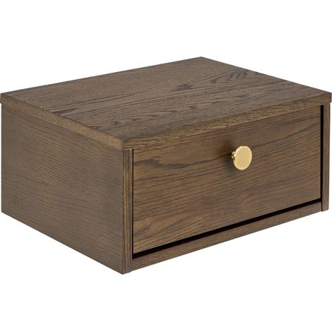 Mesilla de noche Norsica 984, Roble oscuro, Número de cajones: 1, Número de puertas: 0, 18x40x30cm, Chapa de madera natural (1/5)