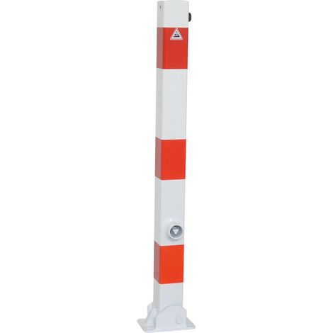 Schake Absperrpfosten 470FUHB, 70 x 70 mm, 1300 mm, zum einbetonieren, verz. rot/weiß, umlegbar, ortsfest (1/5)
