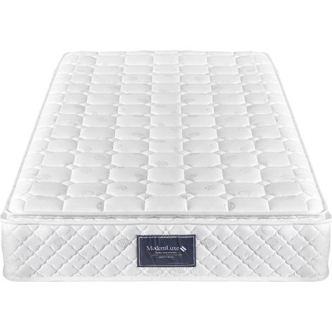 Materasso a molle, materasso in schiuma fredda a 7 zone, molle insacchettate, 90x200 cm, certificato 100% Oeko-Tex, coprimaterasso trapuntato in microfibra, test di sonno 100 notti, grado di durezza H (1/5)