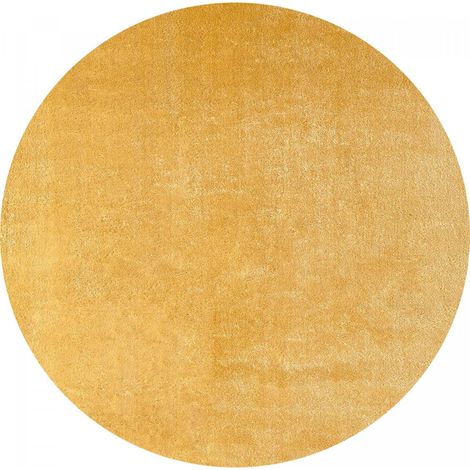 Tapis LYN10 LAVABLE 30°C Ø120cm Or, tapis shaggy uni à longs poils (1/3)