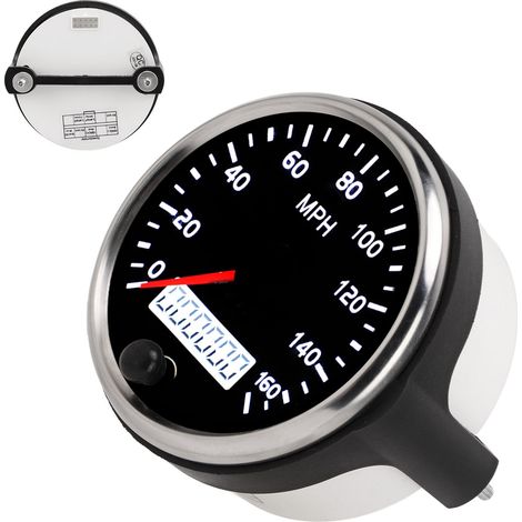 3,3-Zoll-Tachometer (12 V/24 V), LCD-Anzeige (0–160 mph) mit weißer und gelber Hintergrundbeleuchtung für Auto, LKW und Boot (1/5)