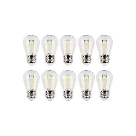 Lot de 10 ampoules LED vintage S14 E27 180 lm à filament en verre transparent 2 W 110 V, lumière chaude (1/3)