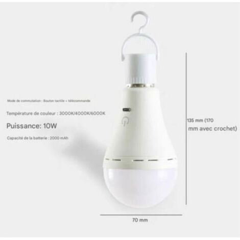 Ampoule E27 - Rechargeable Par USB - Variateur De Température De Couleur - Minuteur Intégré - Lot De 2 (1/5)