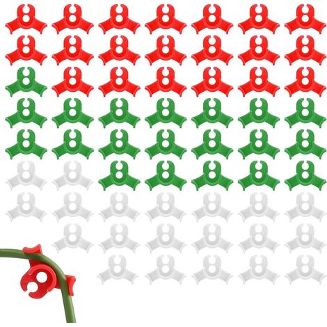 Lot de 60 pinces à plantes rouges vertes et blanches à faible charge pour tomates et autres plantes pour maintenir plier les tiges et orienter leur croissance (1/5)