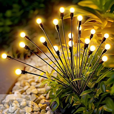 Solar Fireflies Outdoor Garden Lights, 4pcs 8 LED Solar Lights Fireflies IP65 Waterproof for Outdoor Yard Pathway Patio Balcony Landscape Decorative (1/5)