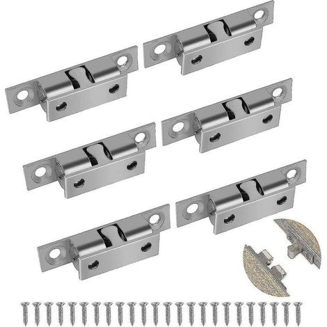 Set of 6 Ball Latches, Double Ball Latch, Adjustable Double Ball Latch, Solid Double Ball Latches for Doors, for Kitchen Cabinets, Cupboards (1/5)