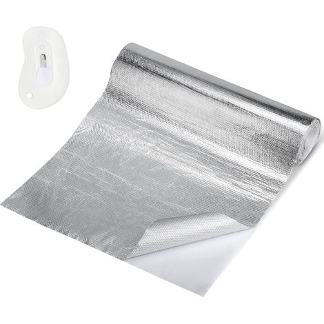 Barrière Thermique Aluminisée, 30x500cm Isolation Thermique en Feuille Aluminium, Isolant Thermique Fibre de Verre Pare Chaleur Adhesif, Bouclier Thermique pour tuyau et utilisation Automatique (1/5)