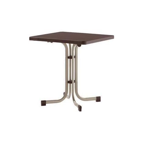 Boulevard-Klapptisch, 70x70 cm, champagner/mocca Stahrohrgestell, Mecalit-Pro-Platte (1/2)